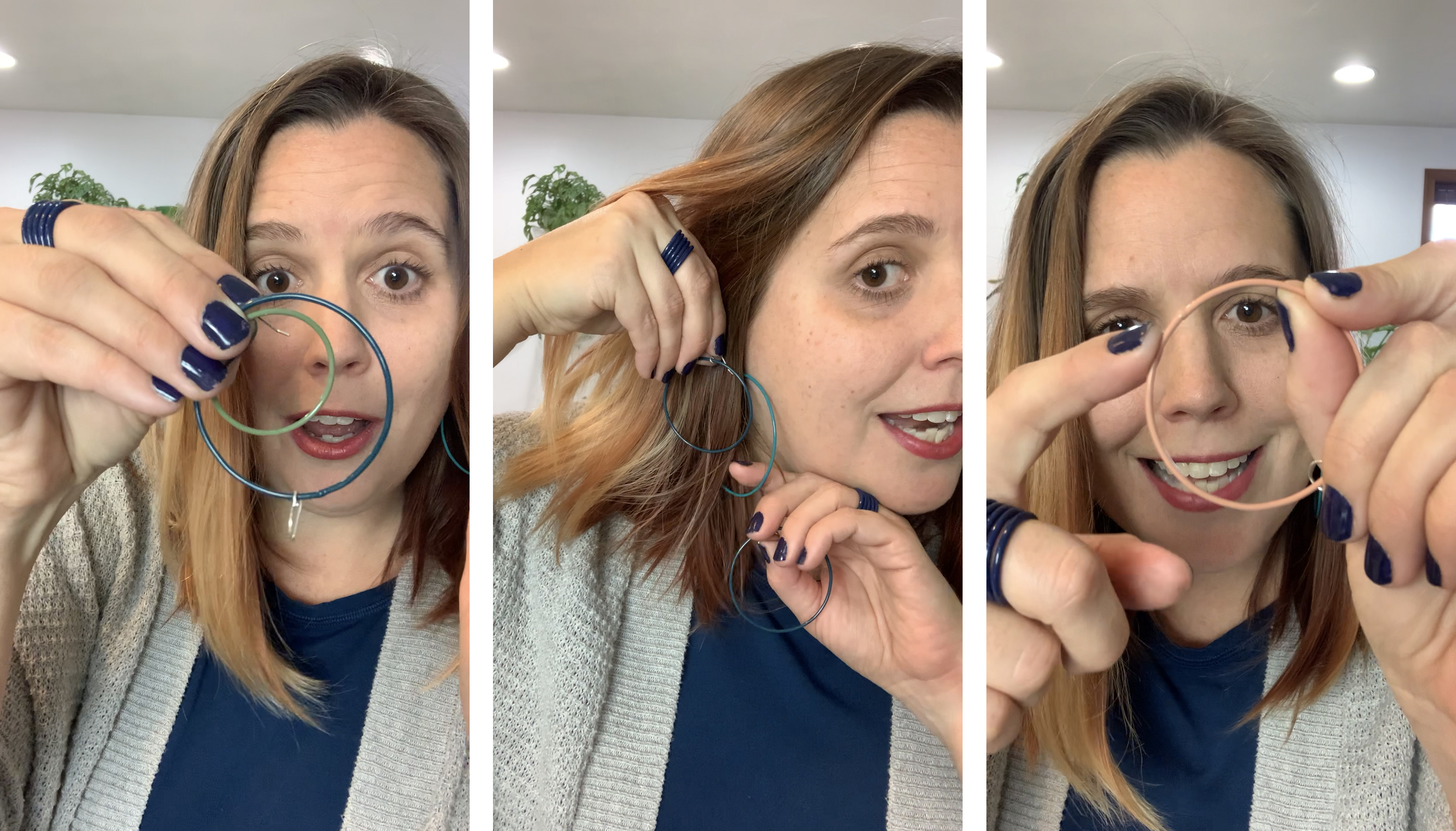 screenshots from video demoing earrings